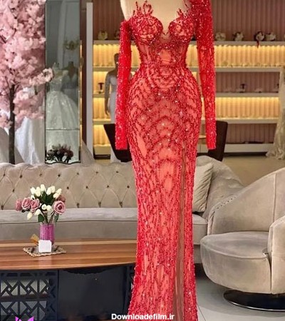 40 مدل لباس مجلسی قرمز بلند 2023 | ساتیشو