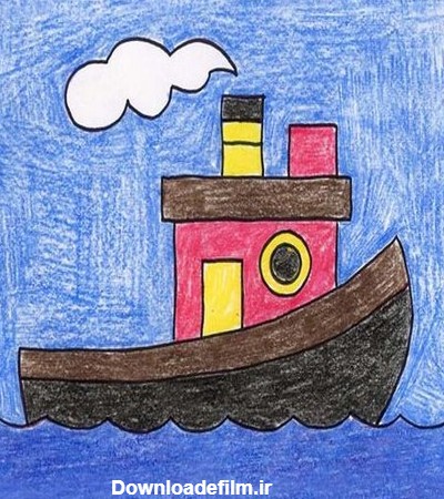 عکس نقاشی کودکانه ساحل دریا