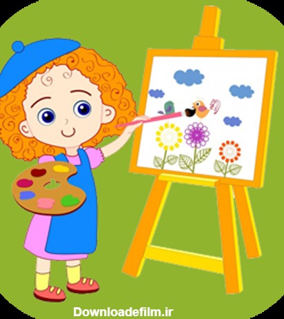 عکس کارتونی دختر در حال نقاشی