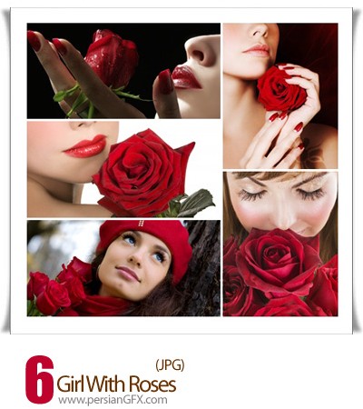 دانلود تصاویر دختر با گل سرخ - Girl With Roses
