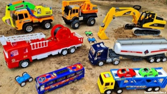 ماشین های اسباب بازی - کامیون جرثقیل غول پیکر - کامیون آتش نشانی