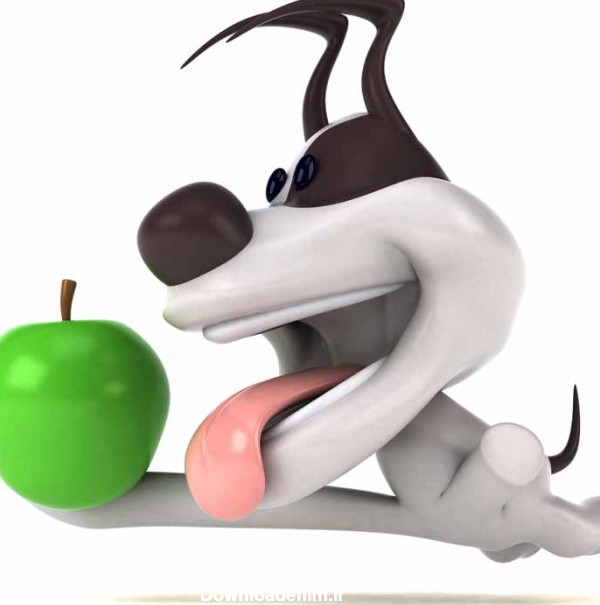 دانلود عکس کارتونی سگ و سیب