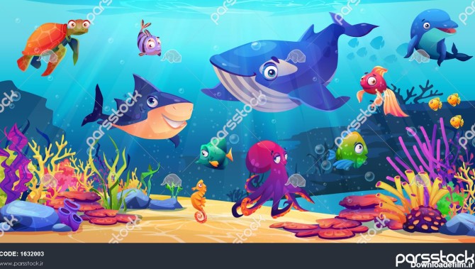 زندگی دریایی دنیای زیر آب با حیوانات دریایی مرجان ها و جلبک ها ...