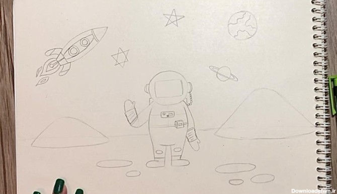 آموزش نقاشی آدم فضایی آسان برای کودکان - آموزشگاه نقاشی آنلاین لیلیکی