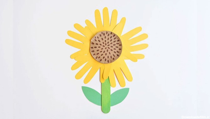 آموزش ساخت کاردستی گل آفتاب گردان با دست + تصویر