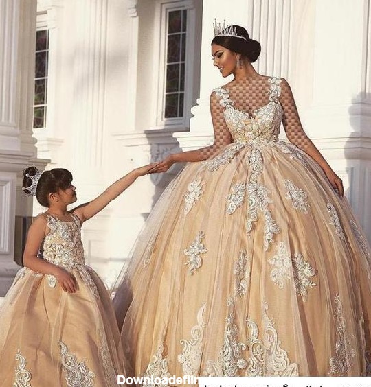 عکس لباس عروس پرنسسی پفی رنگی دخترانه