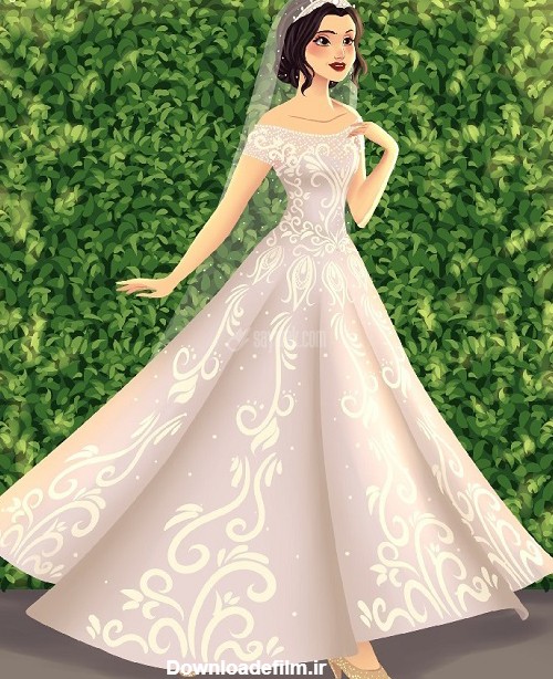 عکس دختر کارتونی با لباس عروس