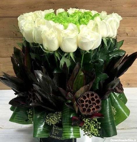 گل رز سفید و سبز a1430 09129410059- ارسال دسته گل در محل ...