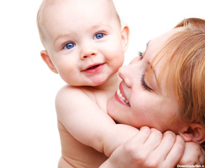 دانلود تصویر باکیفیت مادر و نوزاد زیبای چشم آبی