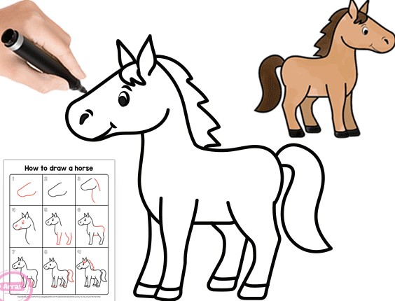 آموزش نقاشی ساده: کشیدن نقاشی اسب نجیب