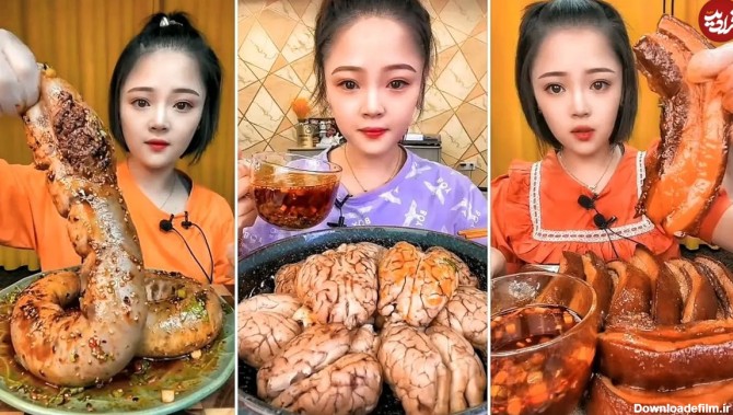(ویدئو) غذا خوردن با صدا؛ خوردن مغز، سیرابی، گوشت و روده گوساله به سبک چینی