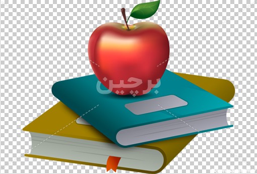 Borchin-ir-books student school apple photo_png عکس وکتور کتاب و دفتر و سیب۲