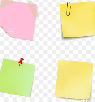 تصویر چهار نت زرد، سبز و صورتی، گیره کاغذ، لوازم التحریر، یادداشت ...