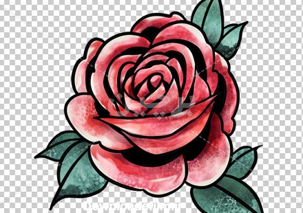 Borchin-ir-a cartoon big rose flower عکس گرافیکی یک شاخه گل رز قرمز زیبا۲