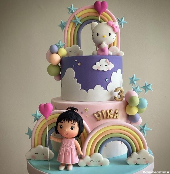 کیک تولد کیتی دخترانه