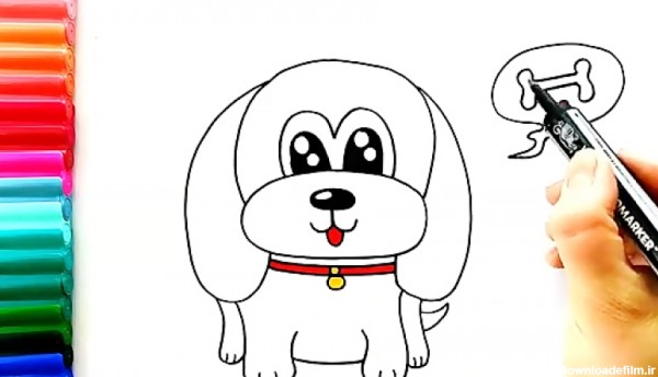 عکس نقاشی سگ کودکانه ساده