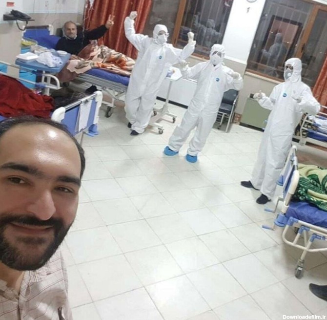 سلفی بیمار مبتلا به کرونا با پرستاران خود در بیمارستان مسیح دانشوری