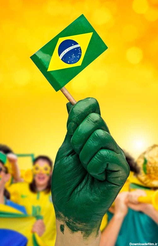تصویر با کیفیت دست و پرچم برزیل