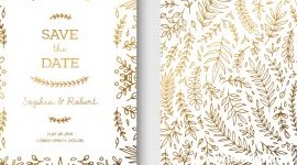 وکتور لایه باز کارت دعوت عروسی طرح شاخه های طلایی