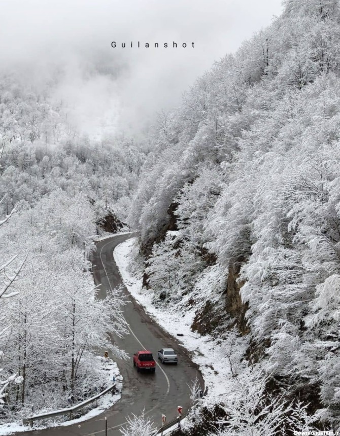 قابی زیبا از جاده برفی ماسوله در گیلان