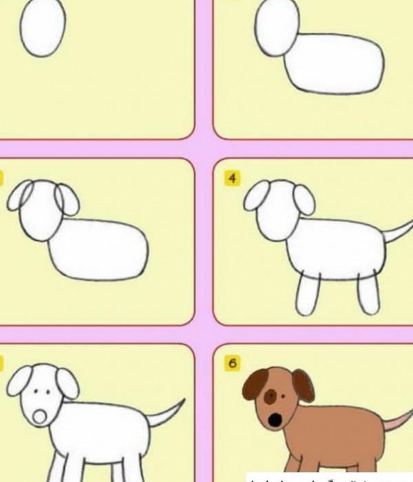 عکس نقاشی سگ کودکانه ساده