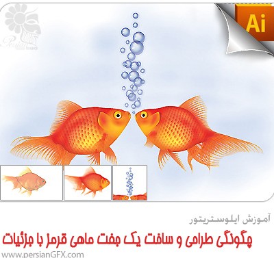 آموزش ایلوستریتور - چگونگی طراحی و اجرای یک جفت ماهی قرمز با جزئیات در ادوب ایلوستریتور