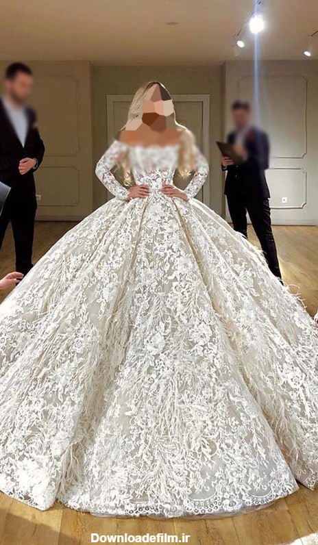 مدل لباس عروس پرنسسی آستین دار
