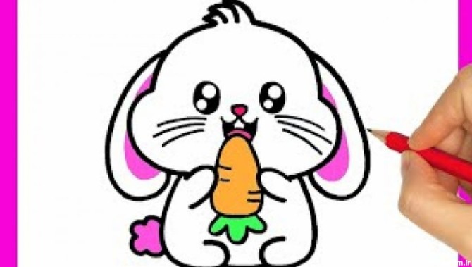 آموزش نقاشی خرگوش کوچک کیوت با هویج ،آموزش نقاشی کودکان