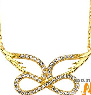 گردنبند طلا طرح بال فرشته و بی نهایت الماس تراش برلیان مدل nec2041