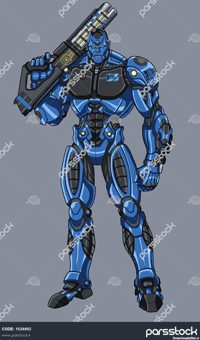 مرد آهنی آبی اسلحه نقاشی دیجیتال 1534602