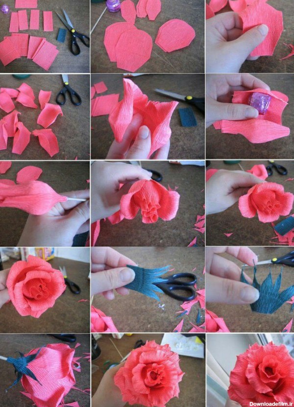 آموزش ساخت گل با کاغذ کشی 😍 😍 😍 - عکس ویسگون