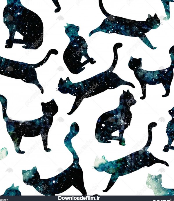 الگوی بدون درز کهکشان آبرنگ و گربه 1429362