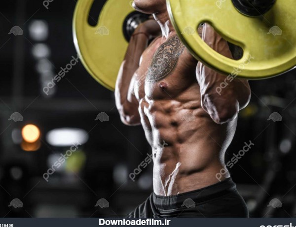 ورزش مردمی قوی بدنساز ورزش مردانه پمپ کردن عضلات تمرین مفهوم بدن ...