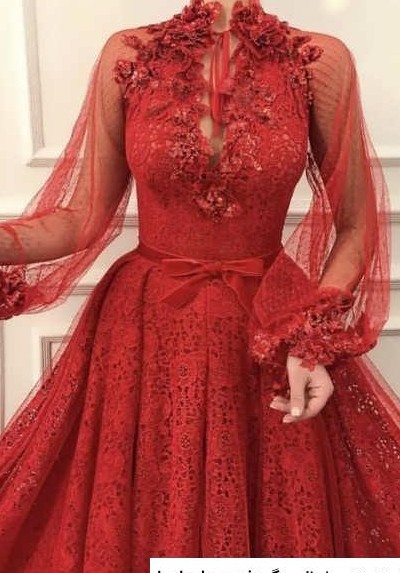 مدل لباس مجلسی دخترانه بلند قرمز