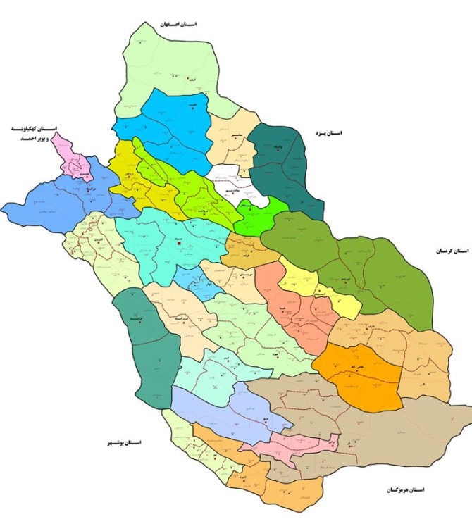 شیراز روی نقشه