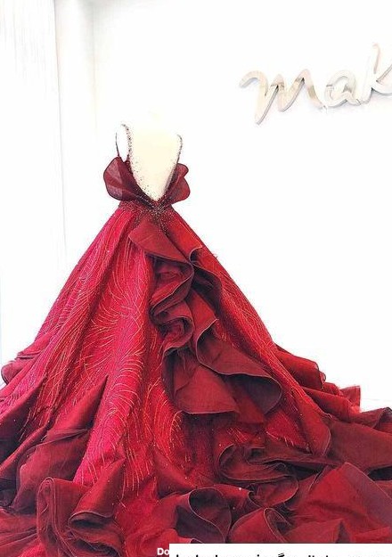 لباس عروس دخترانه قرمز بلند مجلسی شیک
