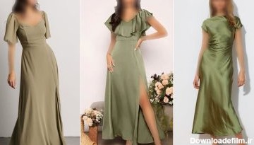 مدل لباس مجلسی سبز زیتونی