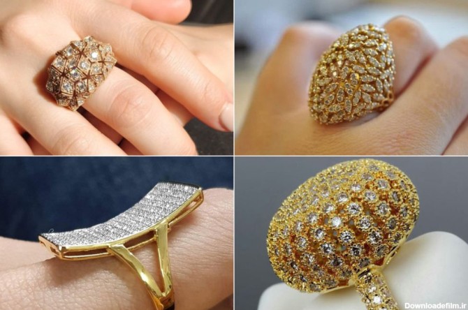 این ۲۶ مدل انگشتر بزرگ طلا مجلسی نگین دار زنانه ، درخشش و جلب توجه ...