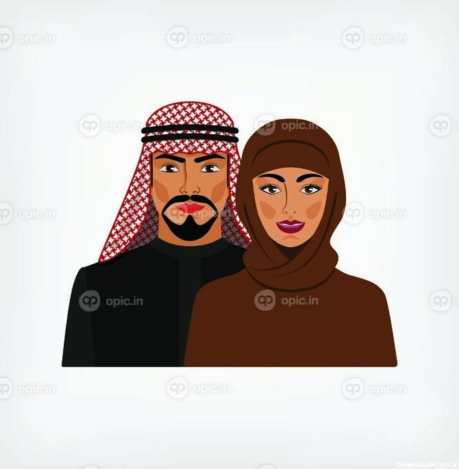 دانلود مرد عرب و زن در لباس های سنتی. تصویر برداری بردار - EPS 8 ...