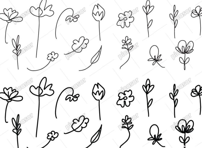 30 وکتور نقاشی گل خطی طرح کودکانه و ساده » پیکاسور