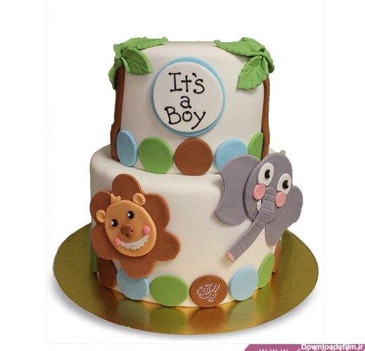 کیک تولد بچه گانه - کیک فوندانتی حیوانات جنگل | کیک آف