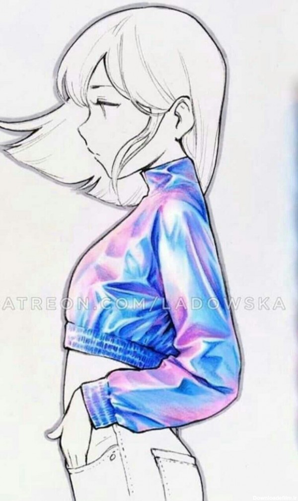 نقاشی دختر انیمه ای رنگی - عکس ویسگون