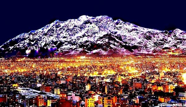 نمای کوه فرخشاد در شب کرمانشاه ایران