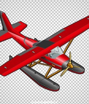 دانلود فایل دوربری شده و بدون پس زمینه هواپیمای تک موتوره ملخ داره قرمز کارتونی با پسوند png