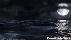 دانلود فیلم دریا و فوتیج ماه رویایی بر روی موج دریا