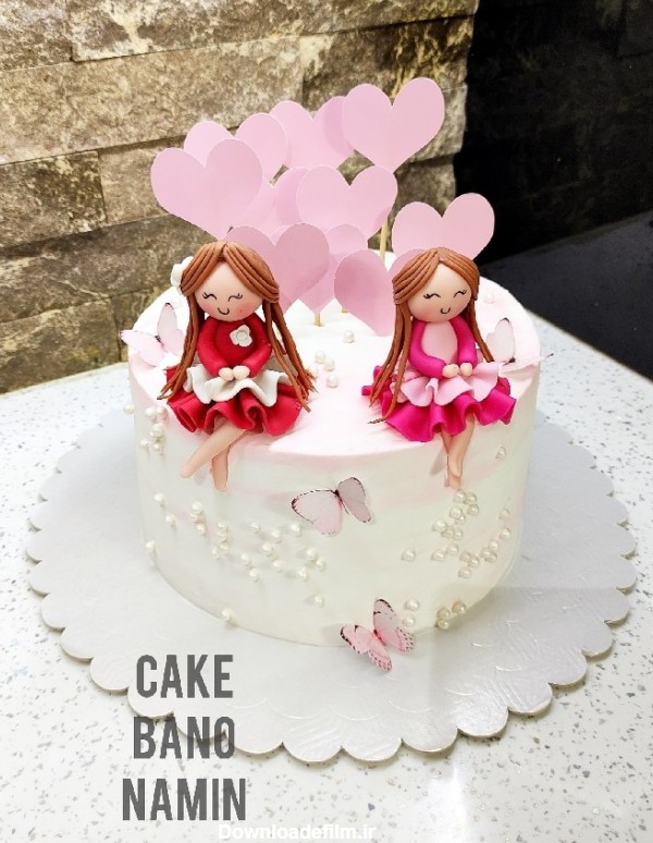 عکس کیک تولد دخترانه دوقلو
