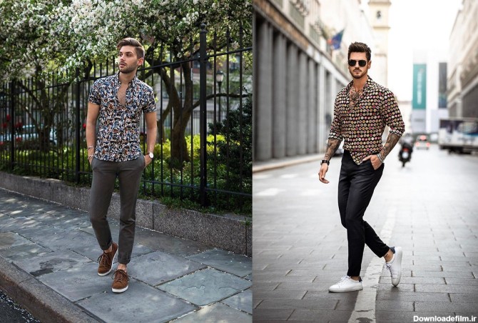 پیراهن طرح دار مردانه با شلوار جین