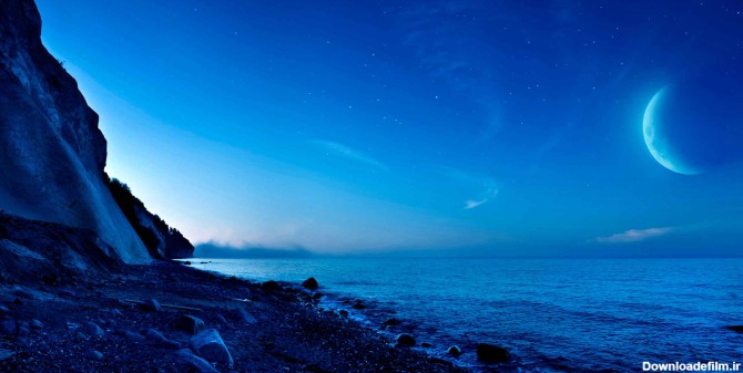 دانلود رایگان والپیپر دریا و ماه در کیفیت بالا | کد 1084 ...