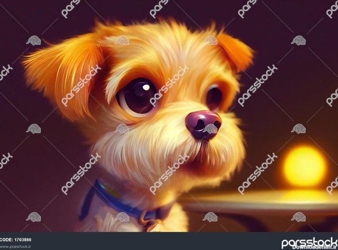 نقاشی زیبا و دوست داشتنی از یک سگ توله سگ با چشمان درشت ...