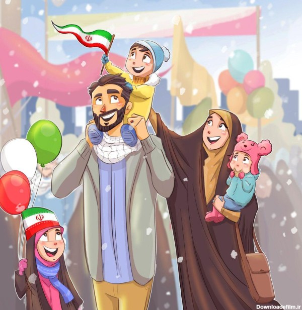 عکس کارتونی خانواده پر جمعیت